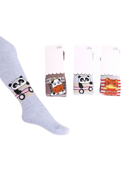 3lü Erkek Bebek Çocuk Külotlu Çorap Renkli Hayvancık Desenli Pamuklu fiyatları