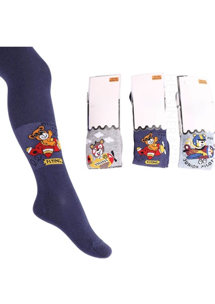 3lü Erkek Bebek Çocuk Külotlu Çorap Renkli Hayvancık Desenli Pamuklu modelleri