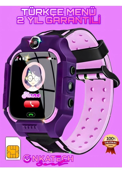 Q500/2021 IP67 Akıllı Çocuk Takip Saati Mor