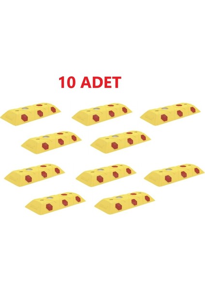 10 Adet Dikdörtgen Mercekli Yol Butonu Sarı Renk