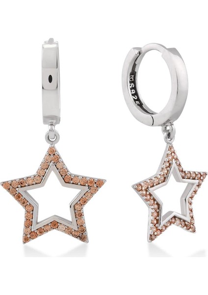 Champagne Zirconia Taşlı Yıldız Küpe