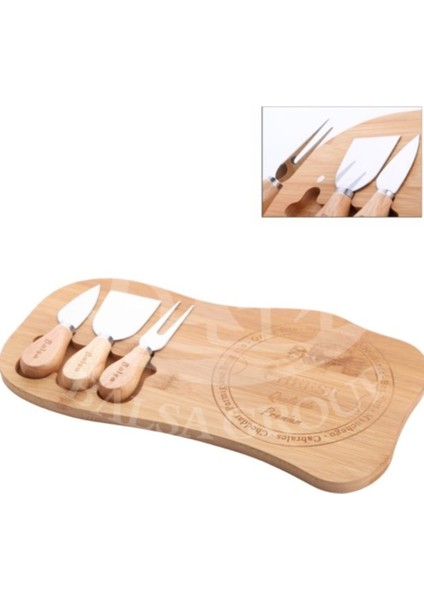 Bambu 4 Parça Çok Amaçlı Peynir Sunum Seti 33x17,5x1,2 Cm