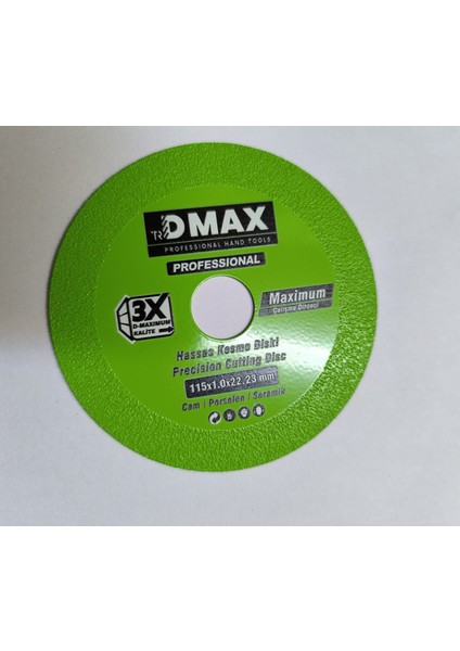 Dmax Cam Seramik Taş Fayans Şişe Kesme Diski 115 mm 22 Göbek