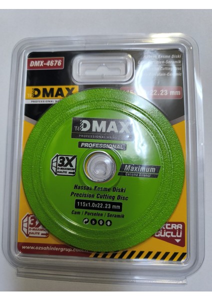 Dmax Cam Seramik Taş Fayans Şişe Kesme Diski 115 mm 22 Göbek