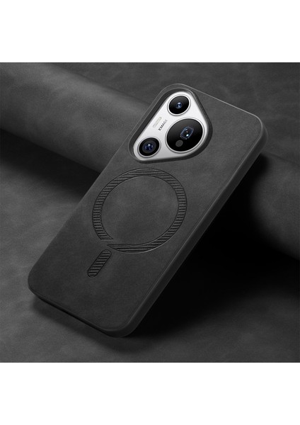 Huawei Pura 70 Pro Plus Deri Magsafe Skin-Touch Telefon Kapağı ile Uyumlu (Yurt Dışından)