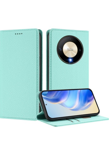 Honor X9B 5g Cüzdan Rfıd Engelleme Litchi Doku Deri Mobil Kapak (Yurt Dışından)