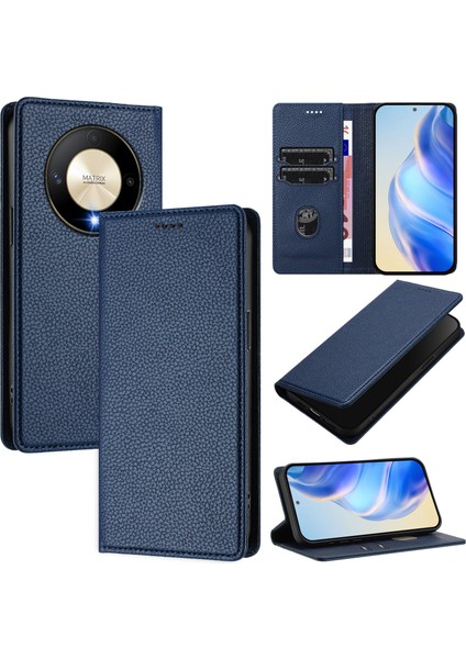Honor X9B 5g Cüzdan Rfıd Engelleme Litchi Doku Deri Mobil Kapak (Yurt Dışından)