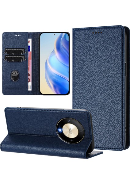Honor X9B 5g Cüzdan Rfıd Engelleme Litchi Doku Deri Mobil Kapak (Yurt Dışından)