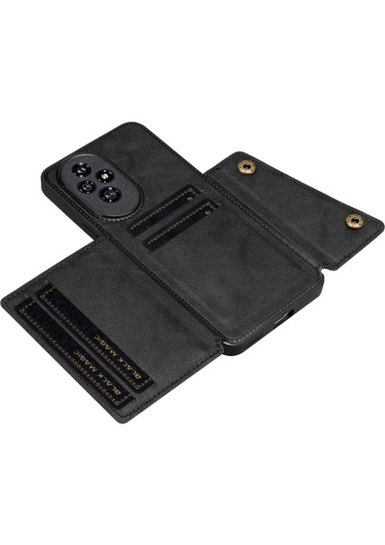 Honor 200 Pro 5g Kickstand Deri + Kart Yuvalı Tpu Telefon Kapağı (Yurt Dışından)