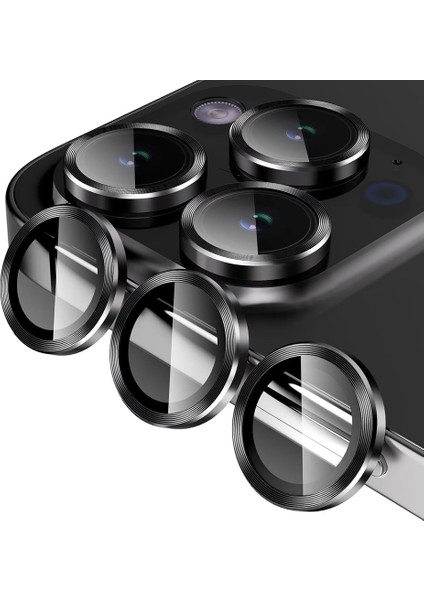 iPhone 16 Pro Titanium Alloy Kamera Lens Koruyucu Siyah