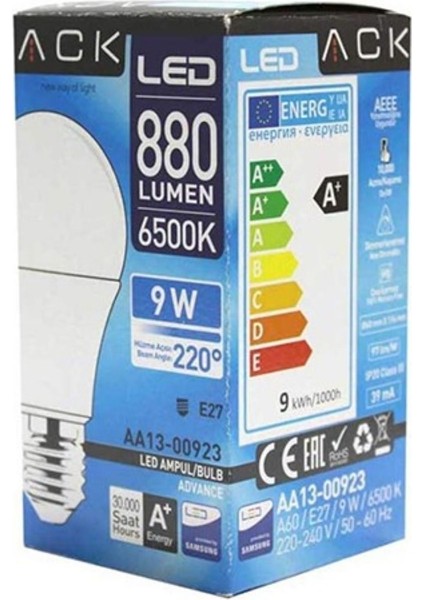 9W A60 Ampul 6500K Beyaz Işık 220V E27 12'li Paket modelleri