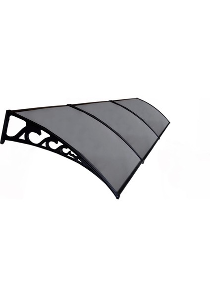 Plastik Ayak 6mm Levhalı Pratik Sundurma Kanopi 100 x 360 cm Antrasit Gri