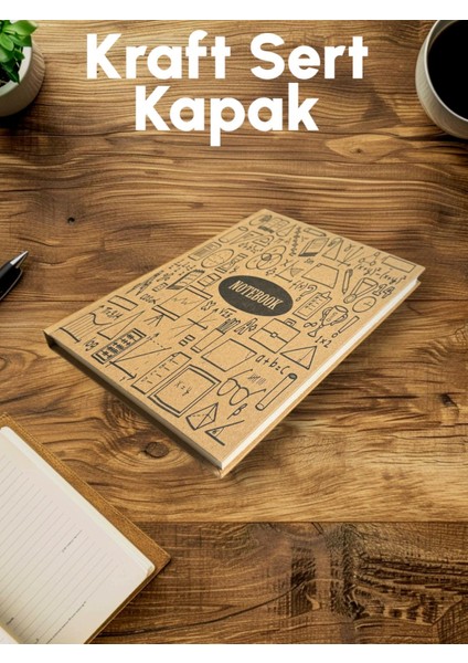 16.5cm x 24CM Kraft Sert Kapak Çizgili Not Defteri