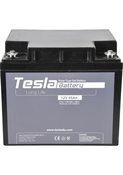 Akü 12V 45AMPER (Ah) Solar Jel Akü (Yeni Üretim)