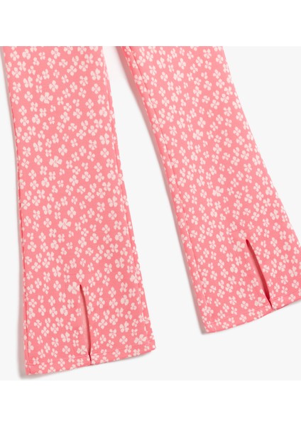 Çiçek Desenli Beli Lastikli Ispanyol Paça Pantolon modelleri