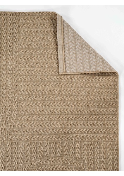 Sisaluna 4443 Bej Jüt Tabanlı Modern Dokuma Kilim Sisal Hasır Halı