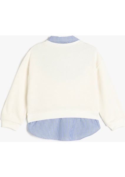 Gömlek Detaylı Uzun Kollu Oversize Sweatshirt