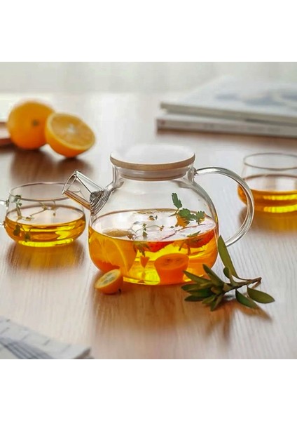 Borosilikat Cam Süzgeçli Demlik 1000 ml
