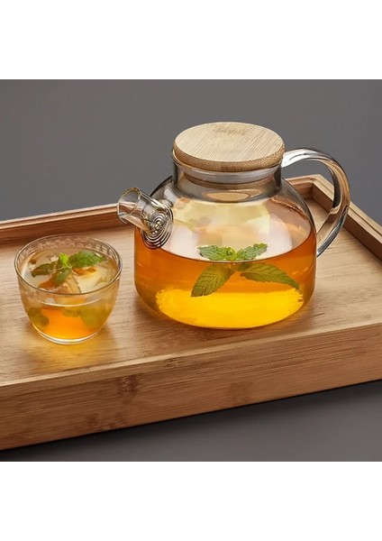 Borosilikat Cam Süzgeçli Demlik 1000 ml
