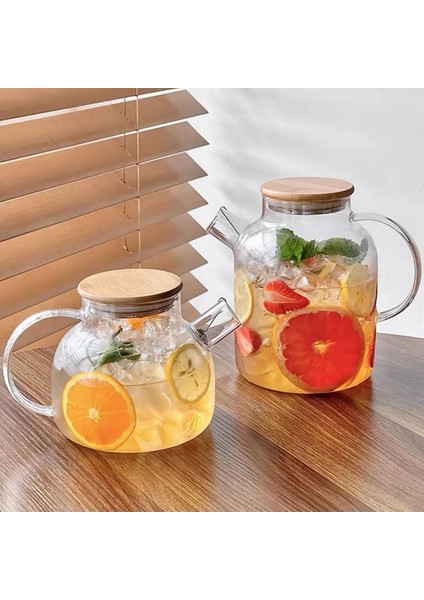 Borosilikat Cam Süzgeçli Demlik 1000 ml