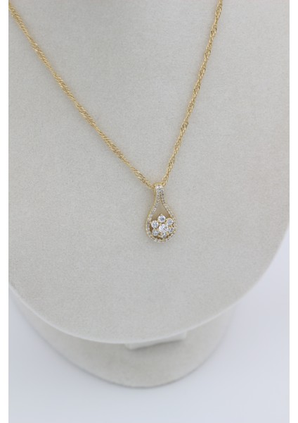 Xupıng Jewelry 14 Ayar Altın Kaplama,çiçek Zirkon Taşlı Kolye modelleri