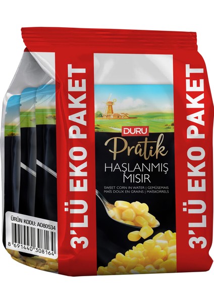 Pratik 3lü Haşlanmış Mısır 705 gr