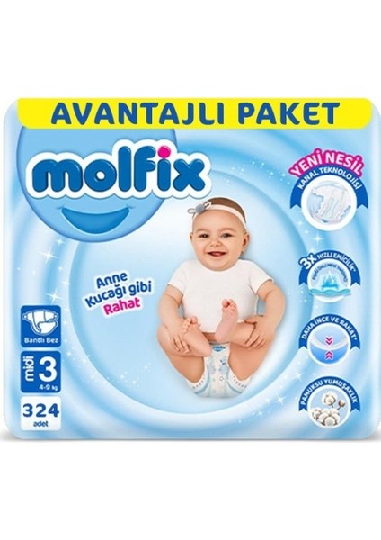 Bebek Bezi Ultra Fırsat Paketi Midi 3 No 108 x 3 Adet