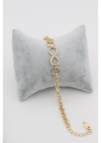 Xupıng Jewelry 14 Ayar Altın Kaplama,sonsuz Yıldız Model Zirkon Taşlı Bileklik