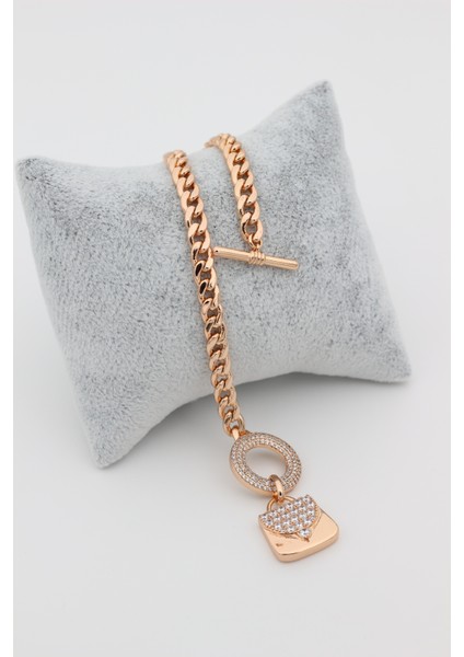 Xupıng Jewelry 14 Ayar Altın Kaplama,çanta Model Zirkon Taşlı Rose Gold Bileklik
