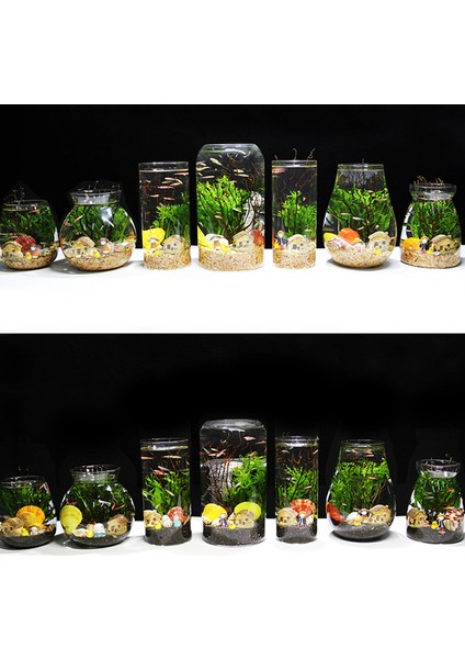 No.3 Tarzı 1 Adet Yuvarlak Cam Kavanoz Mikro Peyzaj Boş Şişe Gece Lambası Akvaryum Balık Tankı Süsü (Yurt Dışından) fiyatları