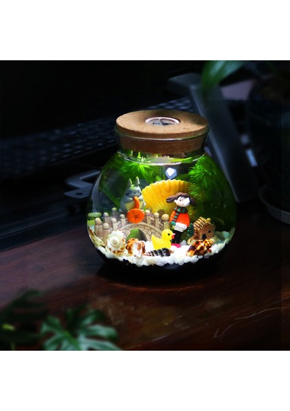 No.3 Tarzı 1 Adet Yuvarlak Cam Kavanoz Mikro Peyzaj Boş Şişe Gece Lambası Akvaryum Balık Tankı Süsü (Yurt Dışından) fırsatları