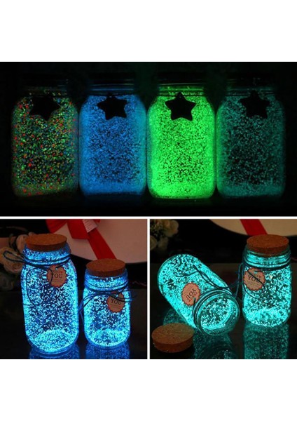 Sarı Yeşil Tarzı 10G Ekolojik Luminous Parlayan Yapay Kum Akvaryum Balık Tankı Bonsai Bahçe Dekor Koyu Taşlar Kum Parlama Malzemeleri (Yurt Dışından)