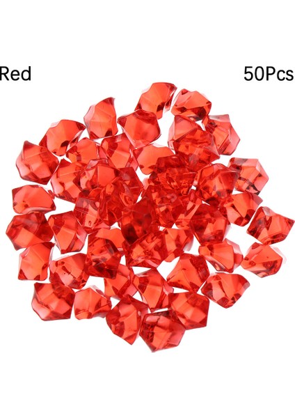 Kırmızı Stil M Beden Renkli 1.4*1.1cm Akvaryum Akrilik Taşlar Kristal Buz Küpleri Dekor Vazo Doldurucusu Çakıl Balık Tankı Ev Süsü (Yurt Dışından)