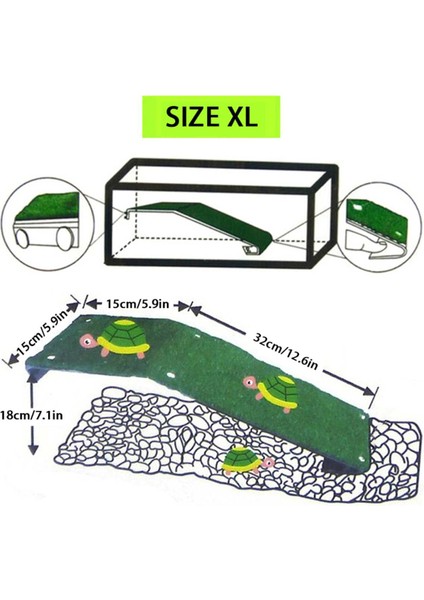 Xl Tarzı Kaplumbağa Platform Dinlenme Kaplumbağa Tırmanma Merdiveni Kurutma Güneşlenme Terası Simüle Çim Sürüngen Süsü Akvaryum Emme Kupası (Yurt Dışından)