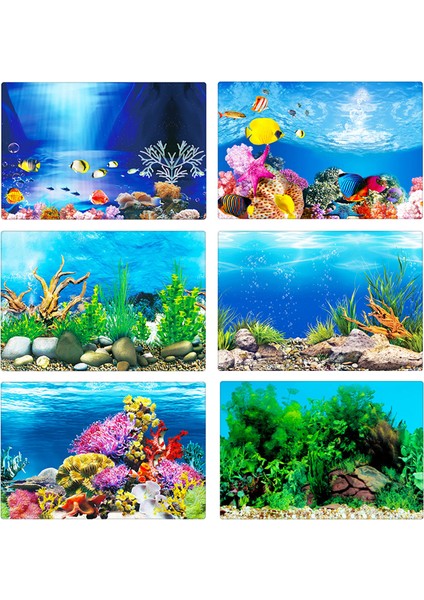 H Tarzı 50X80CM Akvaryum Okyanus Bitkiler Manzara Resim Çıkartması Süs Dekorasyonu Oyuncaklı Çift Taraflı 3D Arka Fon Pvc Balık Tankı Dekorasyon Poster (Yurt Dışından) fırsatları