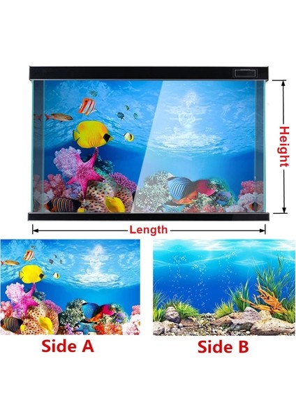 H Tarzı 50X80CM Akvaryum Okyanus Bitkiler Manzara Resim Çıkartması Süs Dekorasyonu Oyuncaklı Çift Taraflı 3D Arka Fon Pvc Balık Tankı Dekorasyon Poster (Yurt Dışından) indirimleri