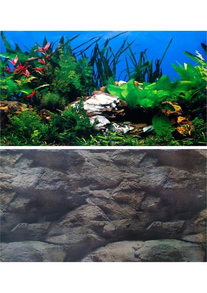 F Stili 40CMY x 80CML cm Yüksek Çift Taraflı Akvaryum Arka Planı Poster Kaya Balık Tankı Dekoratif Duvar Arka Plan Resim Parlatmalı (Yurt Dışından) indirimleri