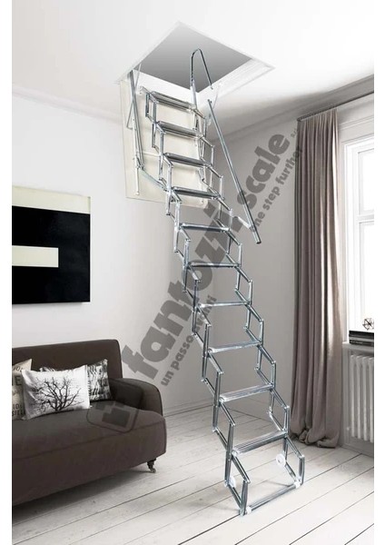 Fantozzi Acisvazia Italya Menşei 70X110 Galveniz Kaplı Makaslı Metal Çatı Merdiveni H:320CM