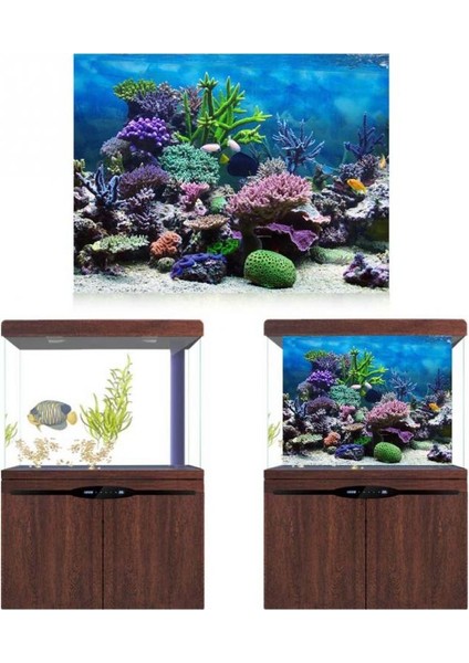 Mavi Stil 76X30CM 8 Boyutlar Pvc Yapışkanlı Sualtı Mercan Akvaryum Balık Tankı Arka Plan Poster Dekor Duvar Peysaj Okyanus Deniz Bitkileri Kağıt (Yurt Dışından) fırsatları