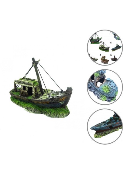 No.7 Tarzı Fashiowreck Figürü Pratik Mini Akvaryum Manzara Hasarlı Deniz Savaş Gemisi Dekorasyonu (Yurt Dışından) modelleri