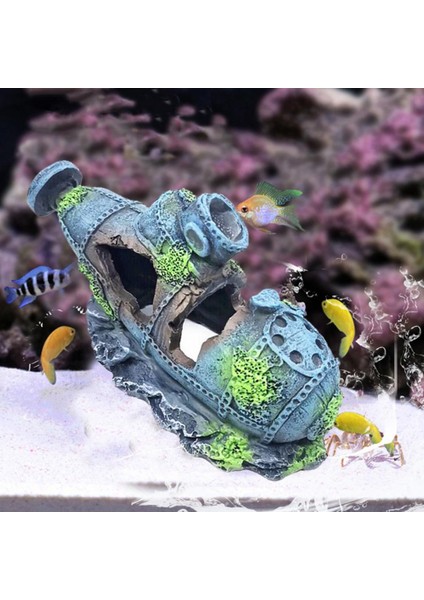No.7 Tarzı Fashiowreck Figürü Pratik Mini Akvaryum Manzara Hasarlı Deniz Savaş Gemisi Dekorasyonu (Yurt Dışından) fırsatları