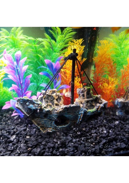 No.7 Tarzı Fashiowreck Figürü Pratik Mini Akvaryum Manzara Hasarlı Deniz Savaş Gemisi Dekorasyonu (Yurt Dışından) indirimleri