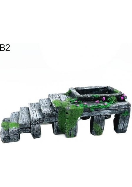 B2 Stili Reçine Kaplumbağa Adım Simülasyon Tırmanma Teras Adası Sürüngen Gizleme Noktası Akvaryum Peyzajı Gri Karides Küçük Hayvan Barınağı (Yurt Dışından)