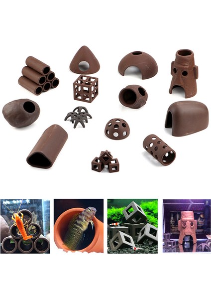 No7 Tarzı 1 Parça Akvaryum Küçük Ev Barınağı Dekorasyon Seramik Balık Tankı Karides Balık Saklanma Mağara Kaya Dekor Yosun Çim Taşıyıcı Saksı Süs Eşyaları (Yurt Dışından) fiyatları