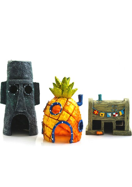 005 (6 Adet) Tarzı Akvaryum Dekorasyon Karikatür Figürleri Ev Ev Küçük Balık Tankı Dekor Akvaryum Aksesuarları (Yurt Dışından) modelleri