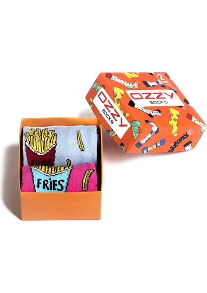 2'li Fries Desenli Çorap