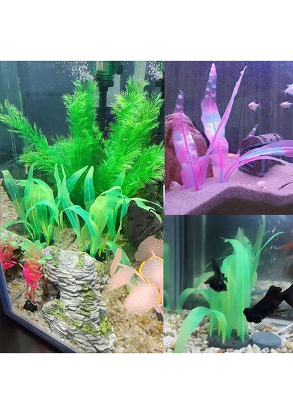 Mavi Stil 8X18CM Akvaryum Dekorasyon Bitkileri Simülasyon Yapay Su Ot Kavun Balık Tankı Dekor Silikon Sargassum Süslemeleri Akvaryum Aksesuarları (Yurt Dışından)