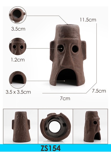 ZS154 Stili S Beden Seramik Akvaryum Süsü Frimps Sığınağı Gizleme Evi Çömlek Akrep Evi Kavanoz Taş Balık Tankı Dekorasyon Süs Eşyası (Yurt Dışından)