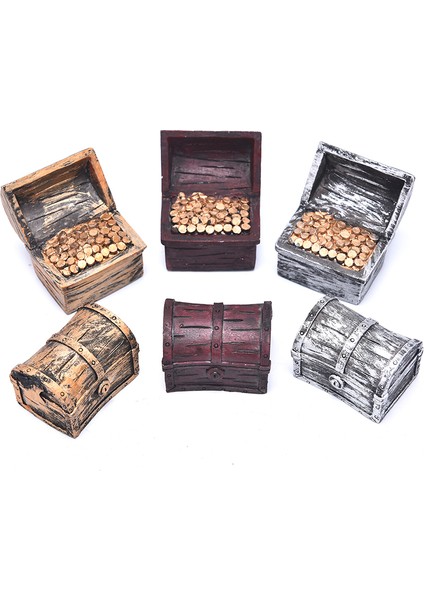 Stil C Stili Resimler Gösterildiği Gibi Korsan Hazine Sandığı Kutusu Altın Paralar Akvaryum Süsü Resin Dekorasyonu (Yurt Dışından) fiyatları