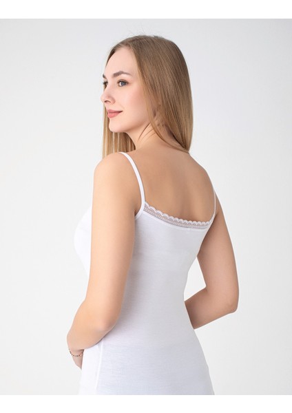 Bambu Ince Askılı Dantelli Atlet 3'lü Paket